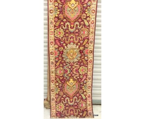 An Axminster Hall Carpet Red/Cream 650 x 70 cm 