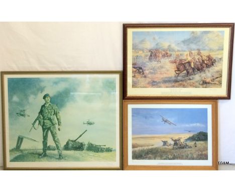 Terence Cuneo original print The price of freedom with embossed mark and 2 other military prints