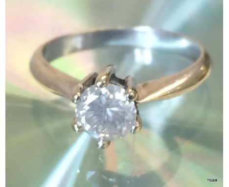 9ct white gold diamond solitaire hallmarked 0.73ct size K