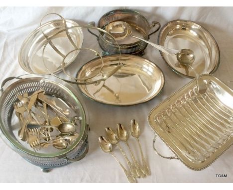 Quantity of silver plate serving dish and mixed items