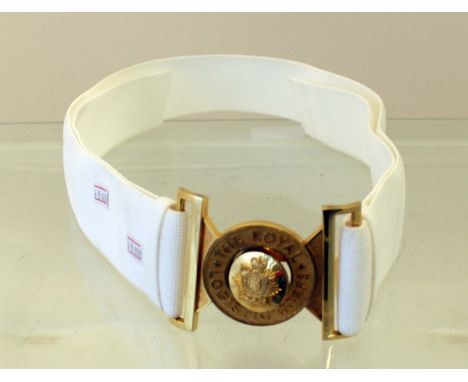British Army White Ceremonial Belt with RLC Metal Buckle 