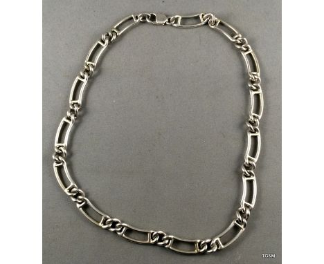 Silver open bar necklace 46cm long 57gm