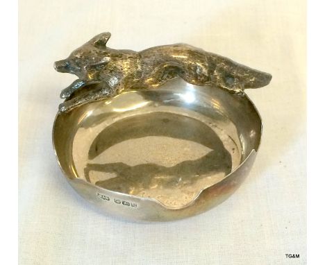 A Mappin & Webb Silver Fox Ashtray 