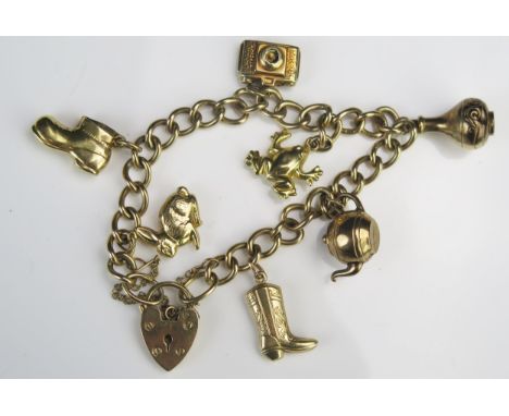 A 9ct Gold Charm Bracelet, 22.6g 