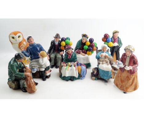 A Collectio0n of Royal Doulton Figurines including Song of the Sea HN2729, Nanny HN2221, Teatime HN2255, Balloon Boy HN2934, 