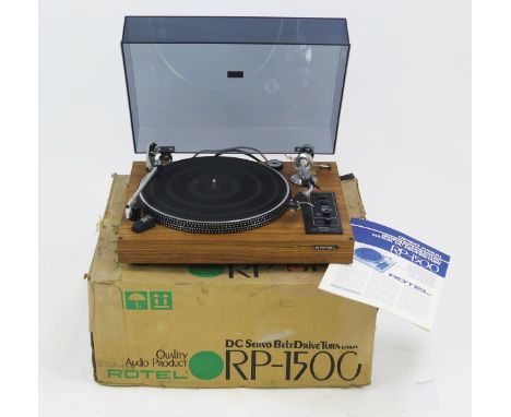 Rotel RP-1500 DC Servo Belt Drive Turntable on teak base with original box and manual 