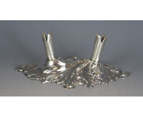 An Edward VII silver epergne stand, maker William Padley &amp; Son, Sheffield, 1901, with two holders on a foliate weighted b