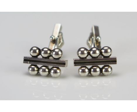 A Pair of Georg Jensen Model 61B Cufflinks, designed by Harald Nielsen, 11.07g 