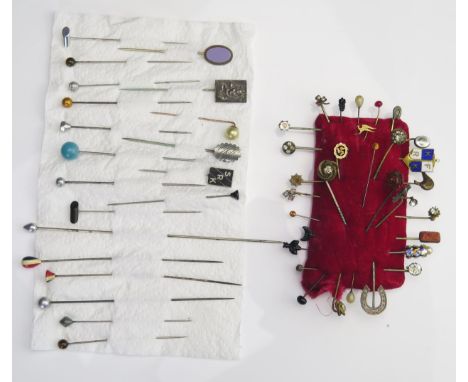 A Selection  of Hat and Stick Pins including Indian, agate, coral, gold and diamond, etc. 