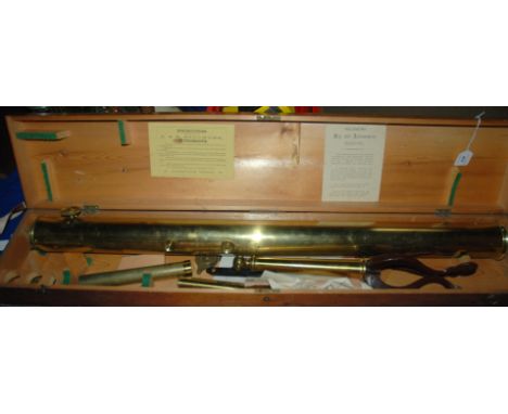 A large brass telescope with tripod stand by S &amp; B Solomons, London, 104cm long, in fitted case Condition Report: Availab
