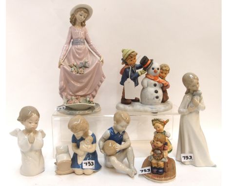 Two Lladro figures, two Hummel figures and three other figures Condition Report: Available upon request