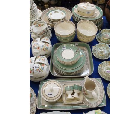 A quantity of Wedgwood Sarah's Garden pattern tableware comprising six dinner plates, six soup bowls, six pudding bowls, six 