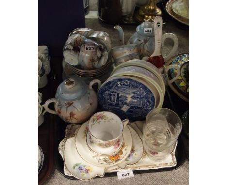 A Spode teapot stand, two Midwinter nursery bowls decorated with Heath Robinson illustrations, two commemorative glasses, Jap