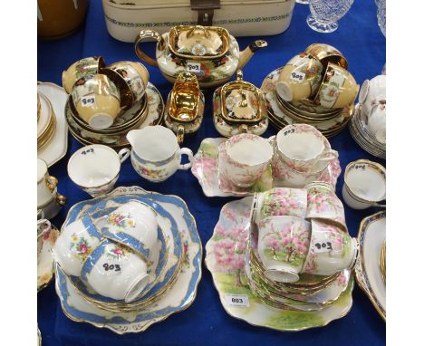 Royal Albert Blossom Time teaset comprising six cups, saucers and plates, sugar bowl, jam dish, cake plate together with Roya