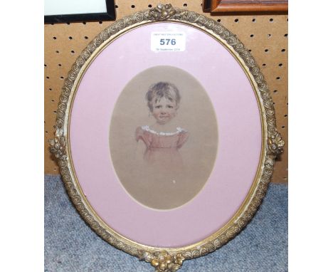 BRITISH SCHOOL Portrait of a young girl, watercolour, 18 x 13cm Condition Report: Available upon request