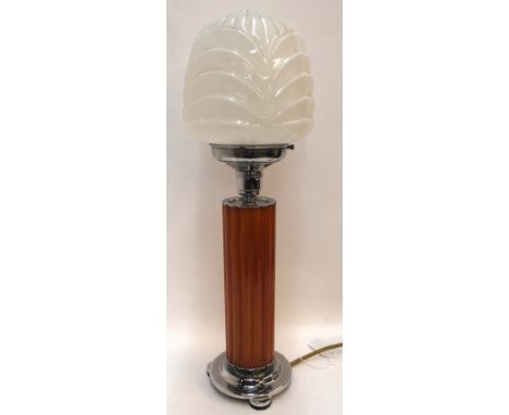 An Art Deco Bakelite and chrome table lamp, 43cm high Condition Report: Good. .