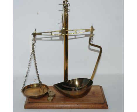 A set of brass scales by G &amp; B Morvan with weights, 35cm high Condition Report: Available upon request