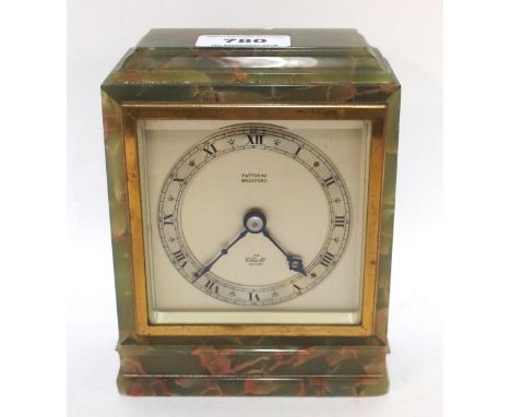 An Elliot green onyx mantle clock retailed by Fattorini Bradford Condition Report:. - No sign of life. .