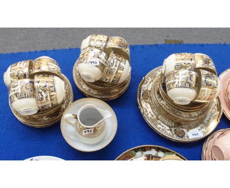 Noritake teaset comprising two cake plates, twelve cups, saucers and plates, milk jug and sugar bowl Condition Report: Light 