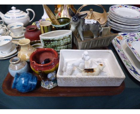 A Tray of 1950's Ceramics also Animal Ornaments Including Beswick Hound (First Series)