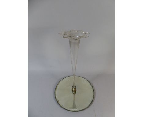 A Late 19th Century Single Trumpet Epergne on Mirrored Circular Stand, 37cm High 