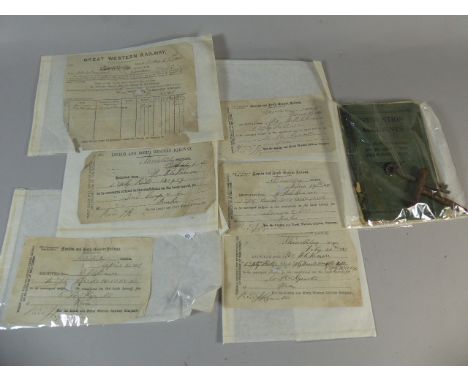 A Collection of London and North West Railway Ticket and Goods Receipts Circa 1870/80 Together with Carriage Key and LNER Boo