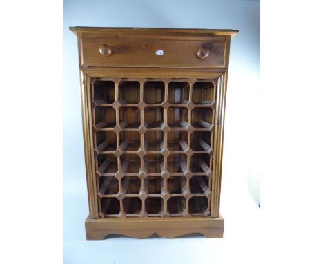 A Modern Pine Thirty Bottle Wine Rack with Top Drawer, 58cm Wide