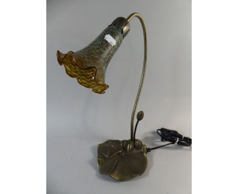 A Modern Table Lamp in the Form of a Lily Pad, 40cm high 