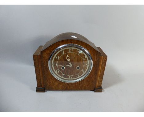 An Art Deco Oak Mantle Clock 