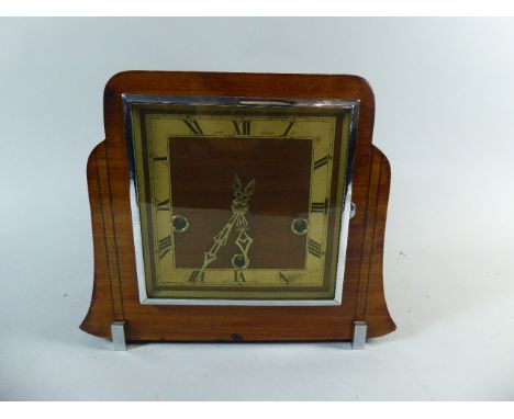 A Walnut Art Deco Westminster Chime Mantle Clock Inscribed Lowe, Chester
