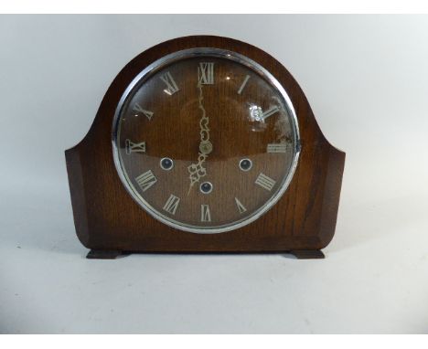 An Edwardian Oak West Minsters Chime Mantle Clock 