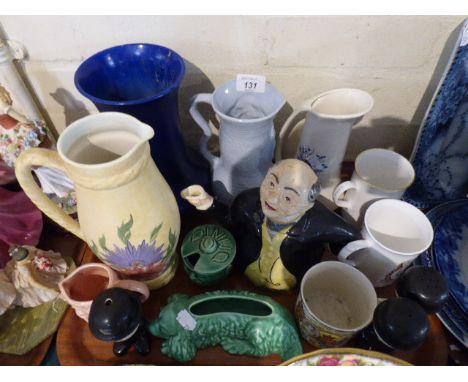 A Tray of Ceramics to Include Radford Jug, Sylvac Planter, Novelty Teapot, Home Pride Cruet and Ceramic Salt etc