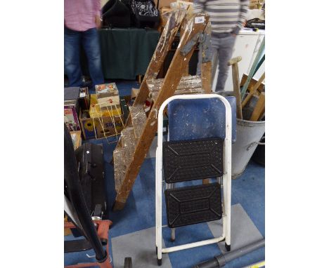 A Vintage Wooden Step Ladder and Two Others 