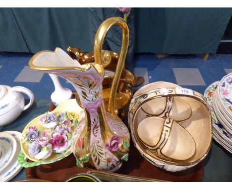 A Tray of 1950's China to Include Carlton Ware, Basket Bowl, Posy Ornaments, Copper Lustre Jug etc