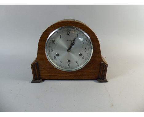 An Oak Westminster Chime Mantle Clock by Smiths 