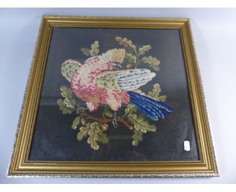 A Gilt Framed Tapestry of a Cockatiel, 42cm Square  