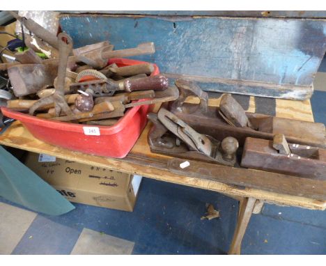 A Collection of Vintage Tools to Include Stanley No.4 Wood Plane, Jack Plane, Moulding Planes etc 