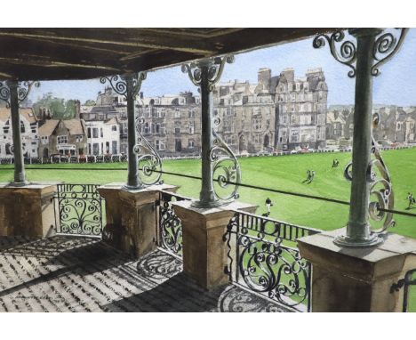 § § Kenneth Reed (Contemporary British) 'The Balcony, R &amp; A Clubhouse, St Andrews'ink and watercoloursigned and dated 199