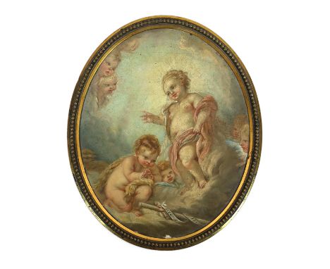 After Francois Boucher (French, 1703-1770) Celestial scene - The infant Jesus blessing St. John the Baptist, with a banner  -