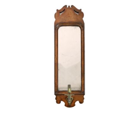 A George I walnut girandole, with bevelled plate and single brass sconce, width 19cm, height 66cm***CONDITION REPORT***Of an 