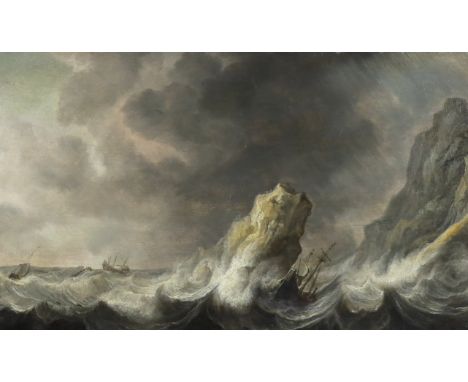 Jan Porcellis (Dutch, c.1584-1632) Shipping in stormy seasoil on panel34 x 58cms. Provenance: Anon. sale, Sotheby’s London, 1