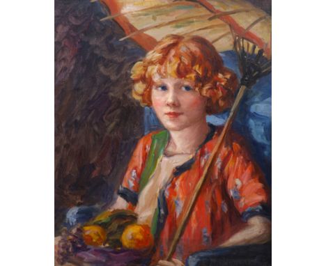 Edith Mary Urquhart (Scottish, 1874-1945) Portrait of a young lady holding a parasoloil on canvassigned61 x 54cm***CONDITION 