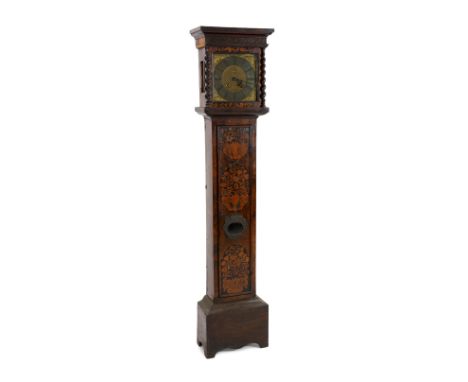 Thomas Dalston. A William and Mary walnut and marquetry eight day longcase clock, the 11 inch square brass dial with silvered
