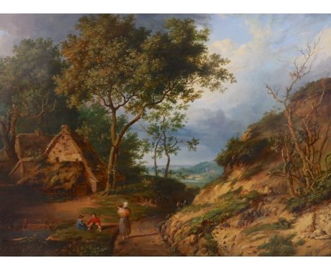 Thomas Sidney Cooper CVO RA (British, 1806-1902) 'A Rest by the Way'oil on wooden panelsigned and dated 1828 and inscribed Br
