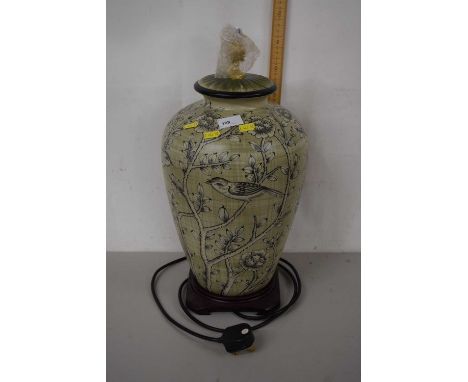 Large pottery table lamp, no shade