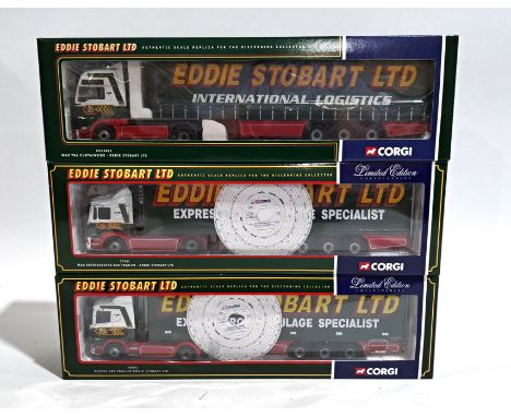 Corgi &ldquo;Eddie Stobart&rdquo; 1:50 scale, a boxed quad group. CC13401, 75702 &amp; 76602. Although unchecked for complete