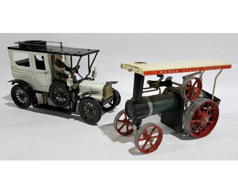 Mamod Traction Engine (Fired) &amp; Limited Edition Vintage Taxi Cab, an unboxed pair. Although unchecked for completeness co