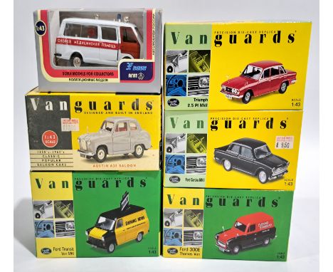 Vanguards &amp; Russian Diecast vehicles, a boxed group.&nbsp; Triumph 2.5 PI MkII, Ford Cortina MK I, Ford 300E Thames Van, 