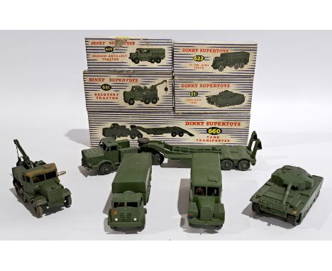 Dinky Supertoys, Military related, a boxed group. 661 Recovery Tractor, 660 Tank Transporter, 689 Medium Artillery Tractor, 6