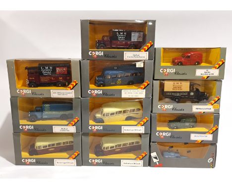 Corgi Classics, Coach &amp; Commercial related, a boxed group. Including Royal Mail Morris Minor Van 1959 &amp; 1929 Thornycr